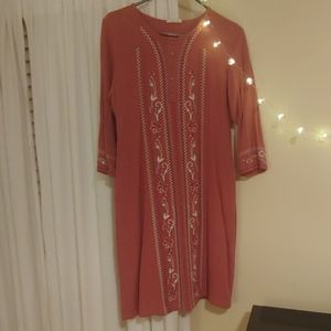 Hidden Alley boho rust colored embroidere dress